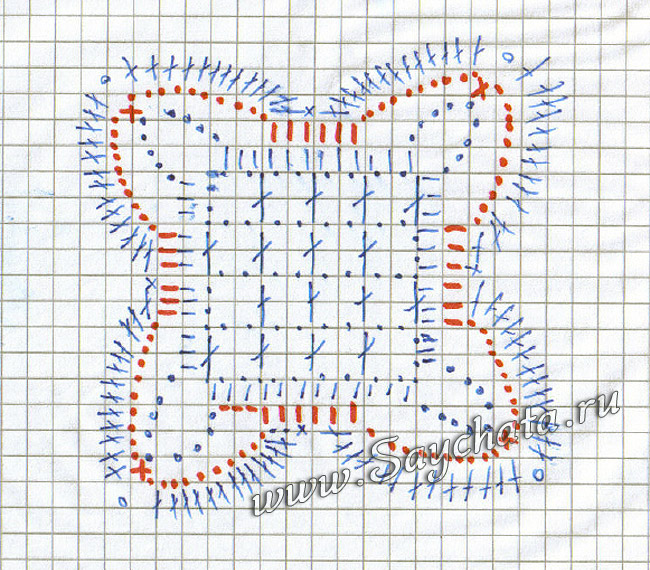 Схема вязки скатерти крючком - узор 1