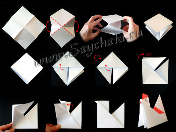 Оригами петух - шаг 1